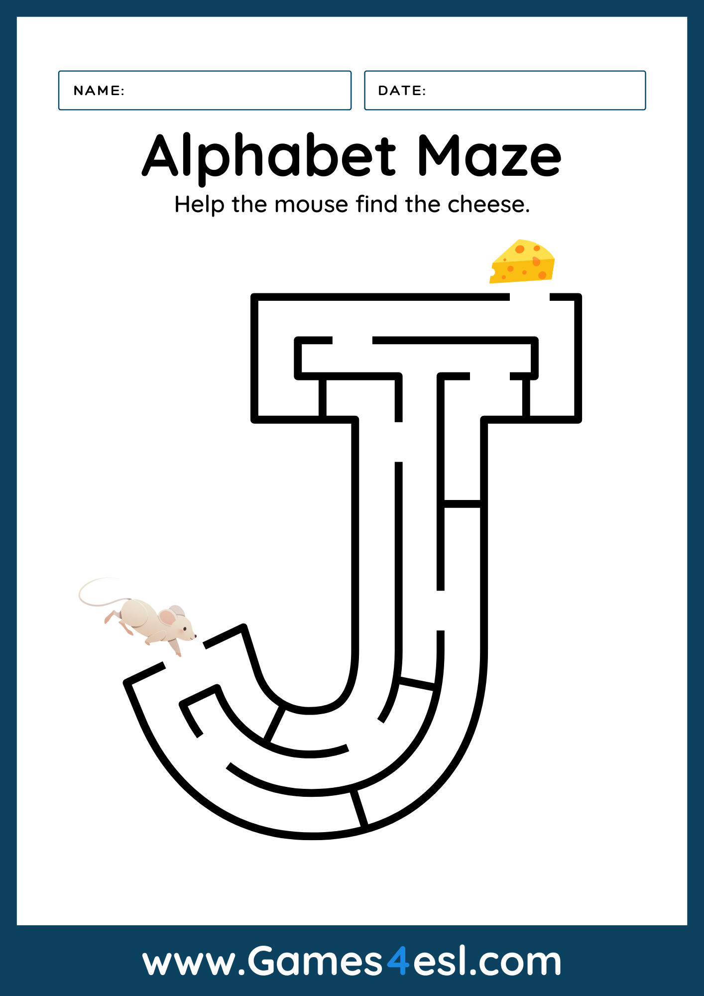 Letter J Maze Worksheet