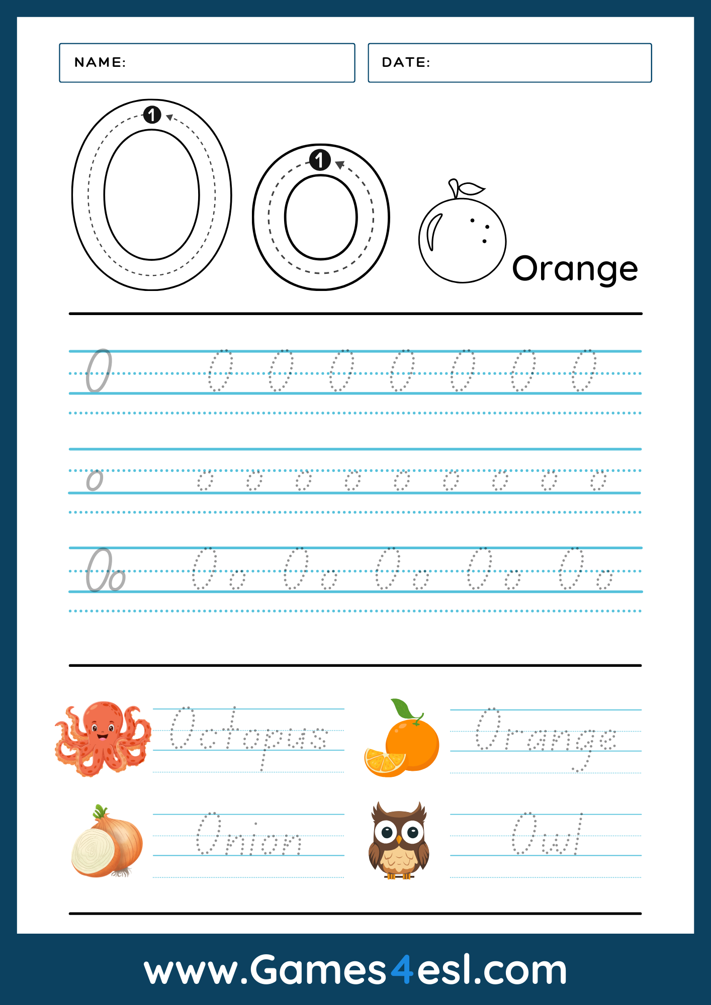 A Letter O Tracing Worksheet