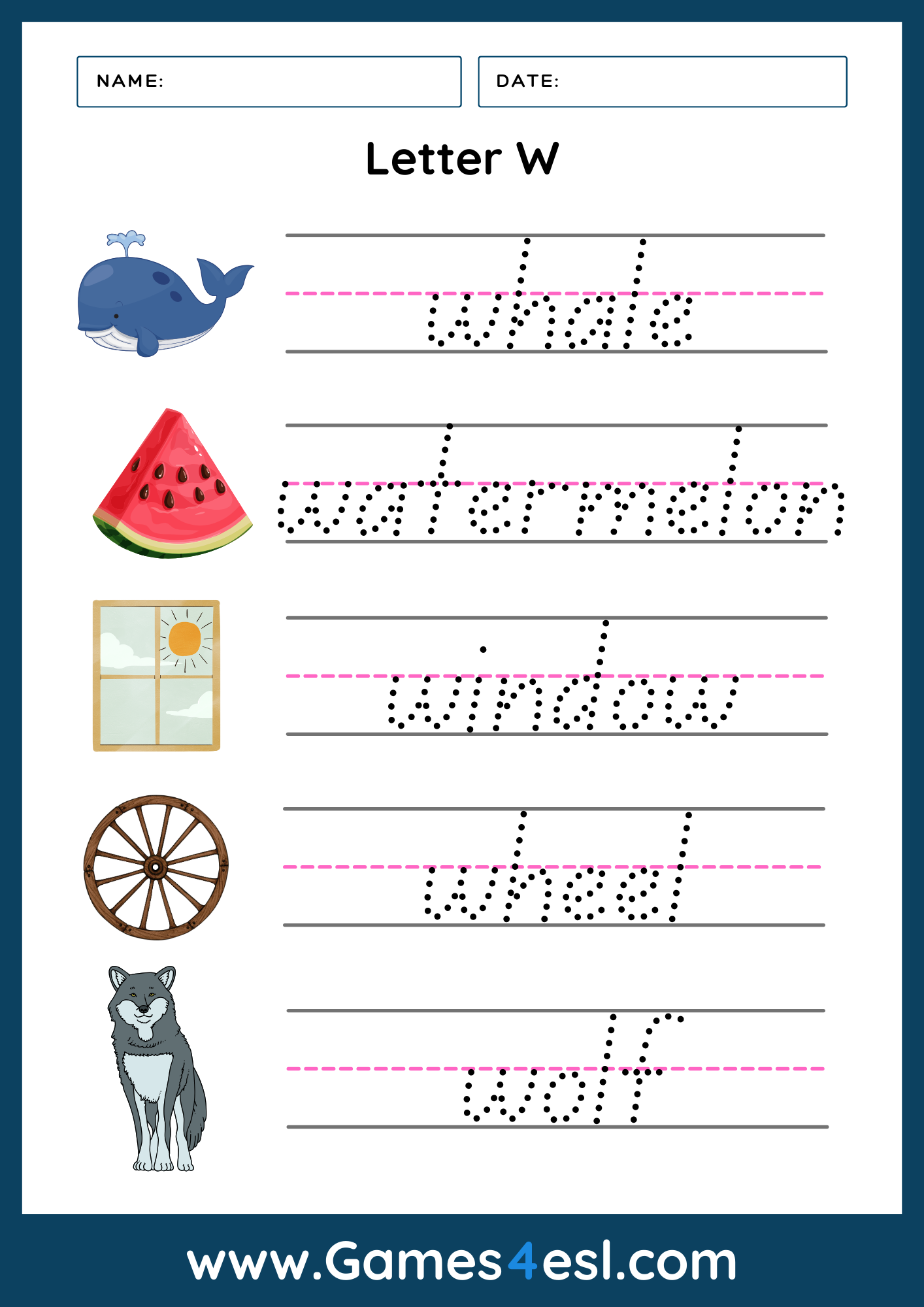 A Letter W Writing Worksheet