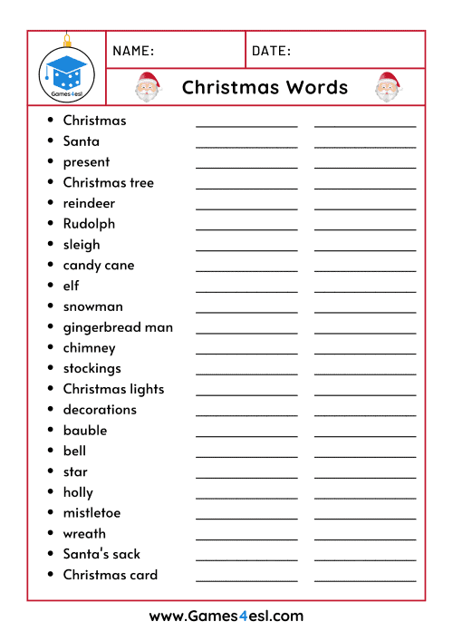 Christmas Vocabulary | Useful List of Christmas Words