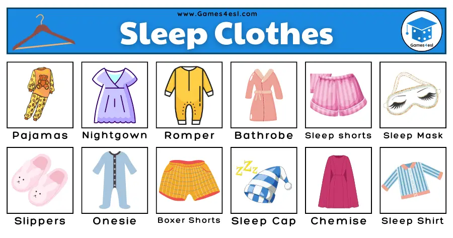 List Of Clothes - Sleep Clothes