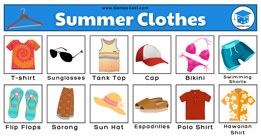 List Of Clothes - Summer Clothes