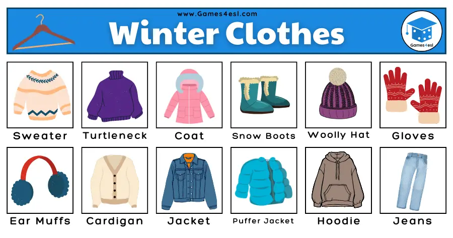 List Of Clothes - Winter Clothes