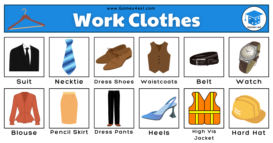 List Of Clothes - Work Clothes