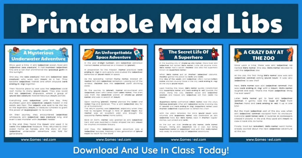 Printable Mad Libs | Unleash Your Students’ Creativity With These Incredibly Fun Mad Lib Stories