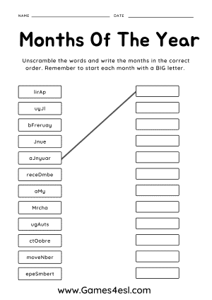 Months Of The Year worksheet