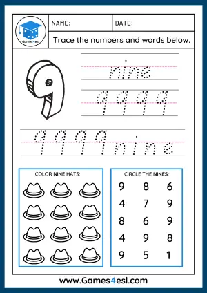 Number Tracing Worksheets 1 to 10