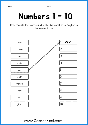 Numbers worksheets