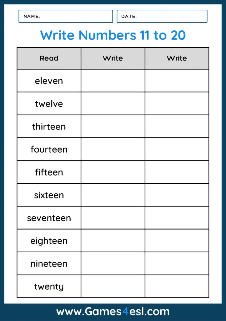 Numbers As Words Worksheets | Games4esl