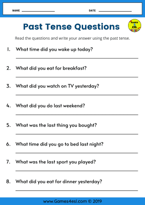 Past Tense Worksheets | Esl Worksheets | Games4Esl