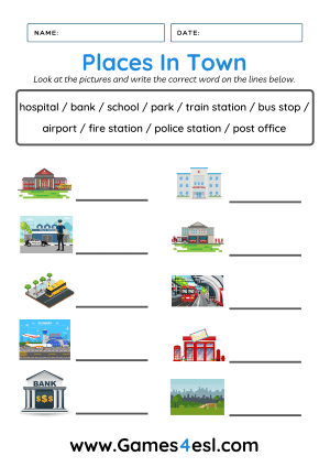 Places In Town Worksheet