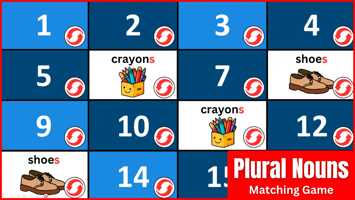 A memory game ppt for teaching plural nouns.