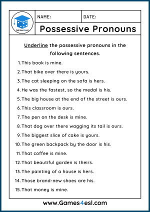 Possessive Pronoun Worksheet