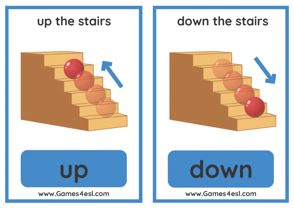 Prepositions of direction flashcard - up and down