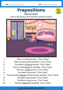 Prepositions Of Place Worksheets | Games4esl