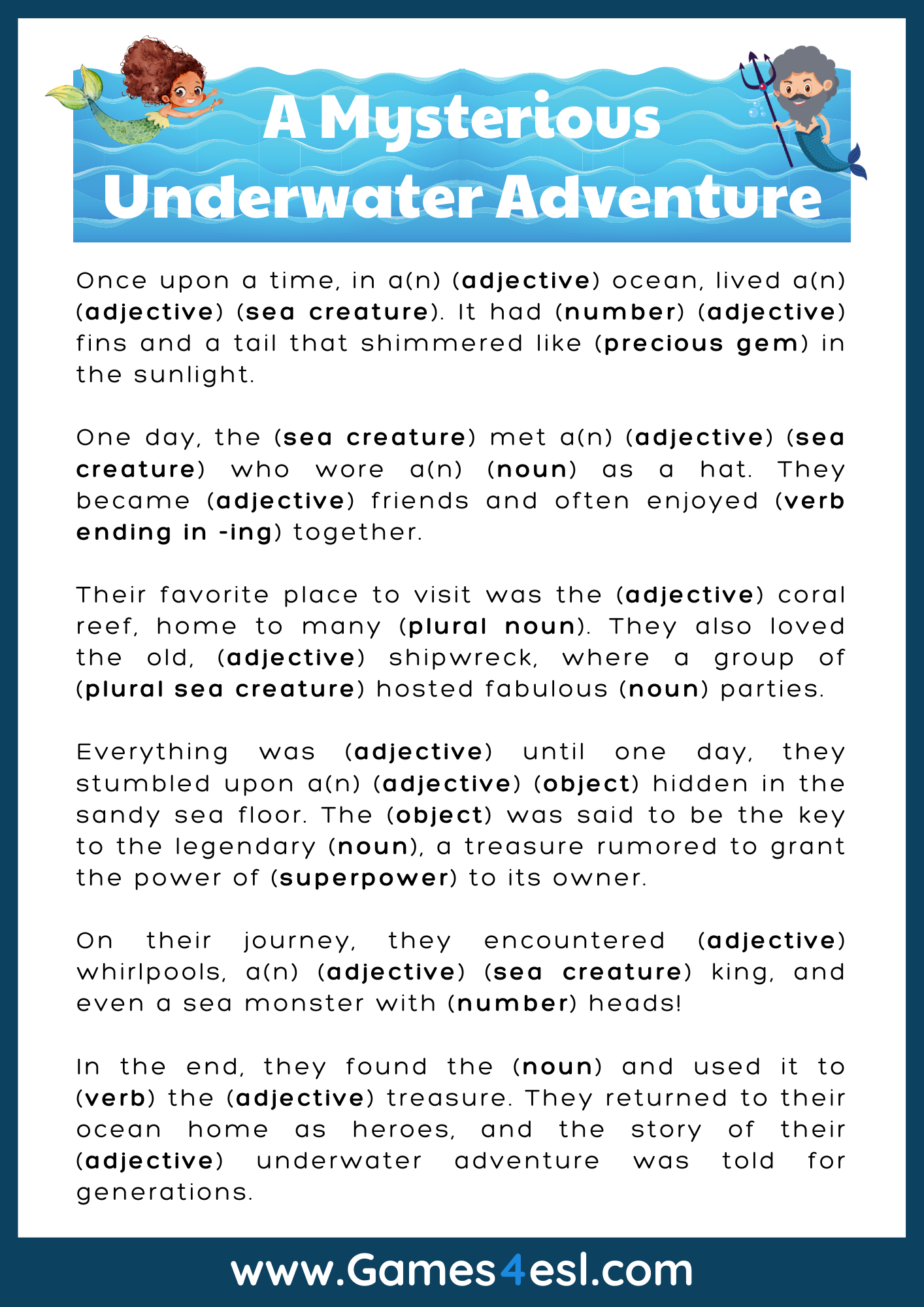 A Mad Lib About An Underwater Adventure