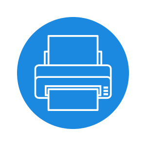 a blue printer icon.