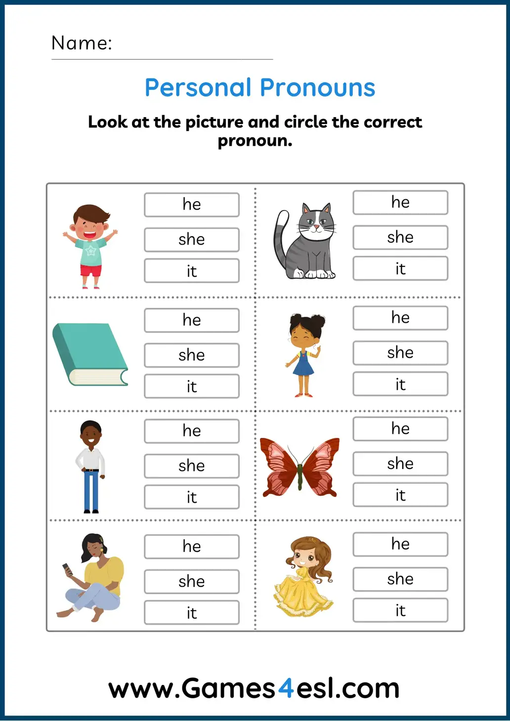 Pronoun Worksheets