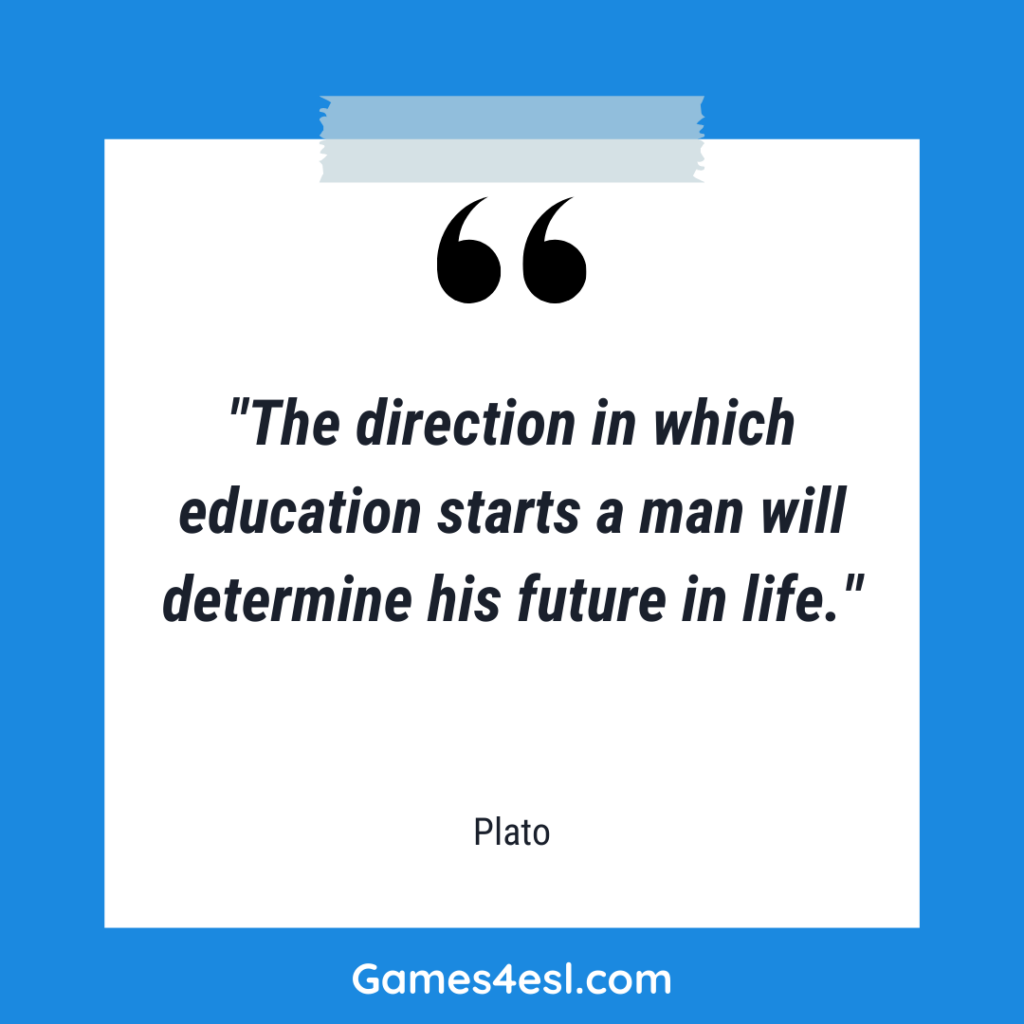 A quote about education by Plato that reads "The direction in which education starts a man will determine his future in life."