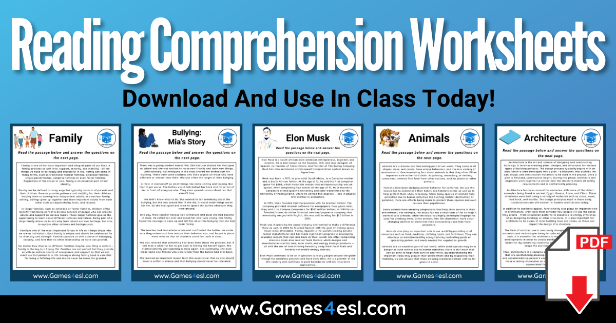 Reading Comprehension Worksheets