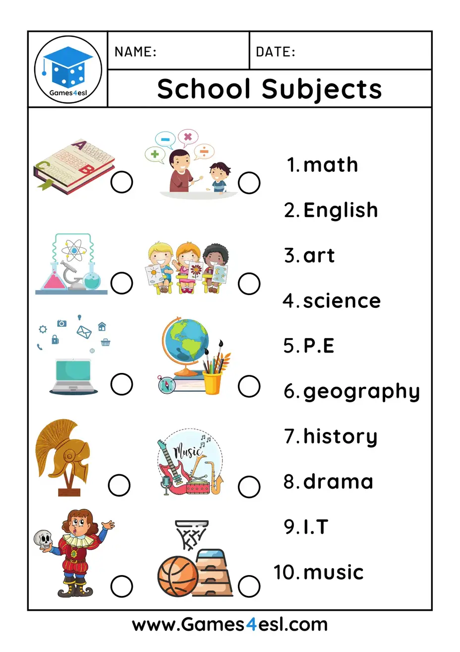 School Subject Worksheets