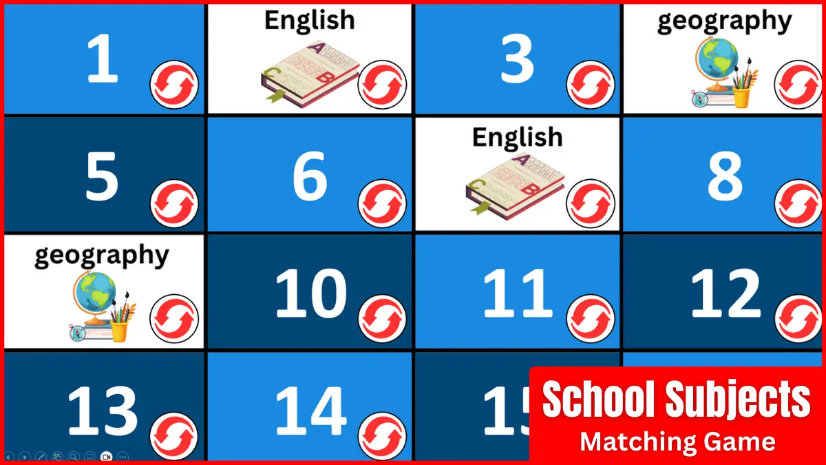 A memory game PPT for teaching school subjects.