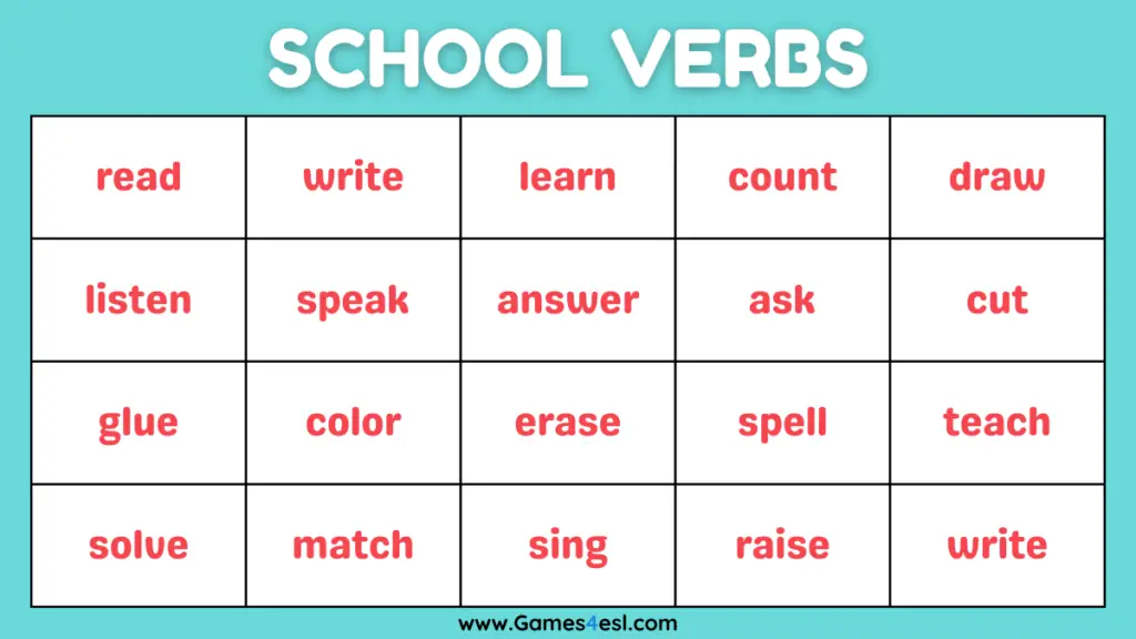 A List Of Verbs For Kids