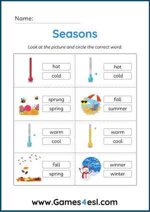 four seasons worksheets