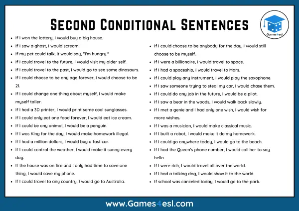 Second Conditional Example Sentences