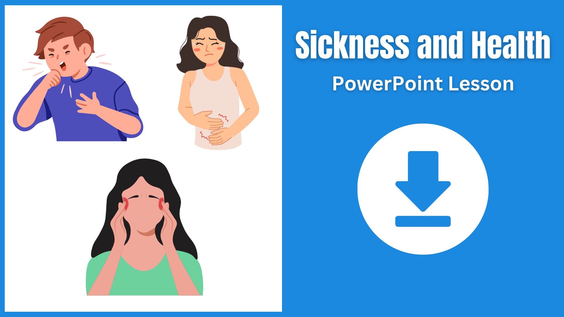 A PowerPoint for teaching sickness and health vocabulary in English.