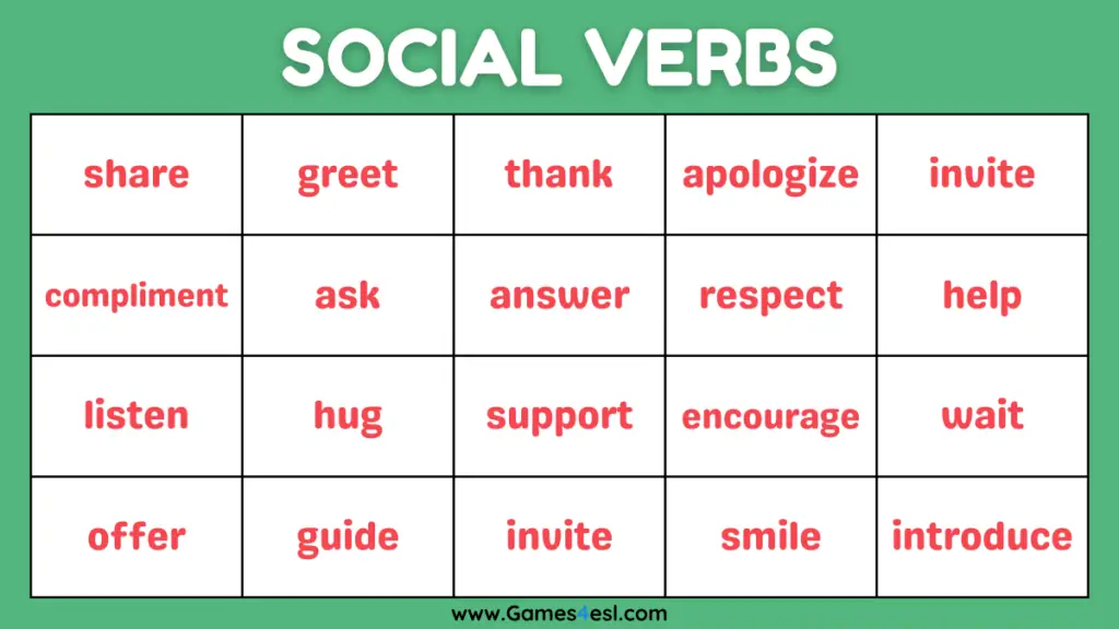 A List Of Verbs For Kids