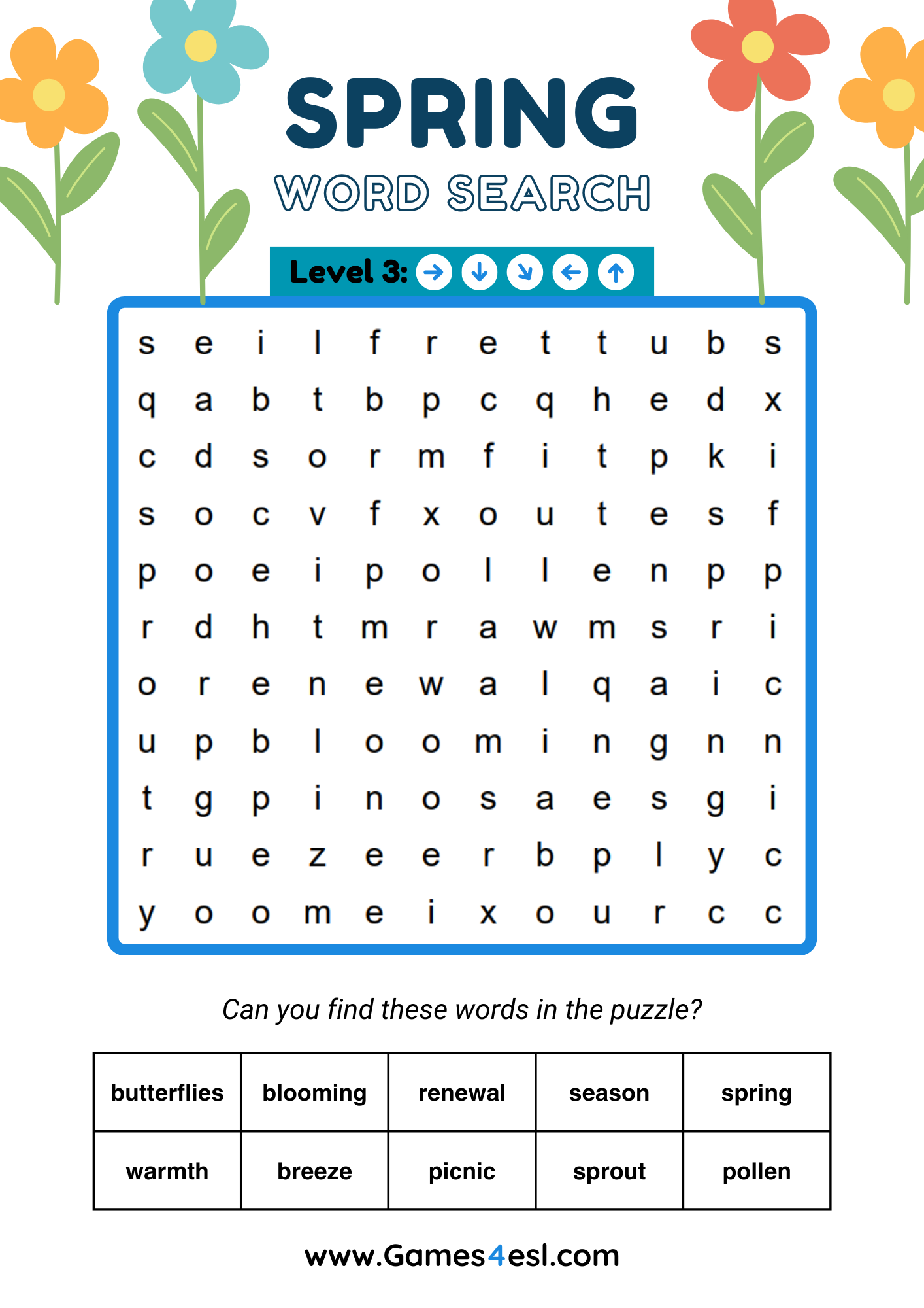 A Word Search About Spring