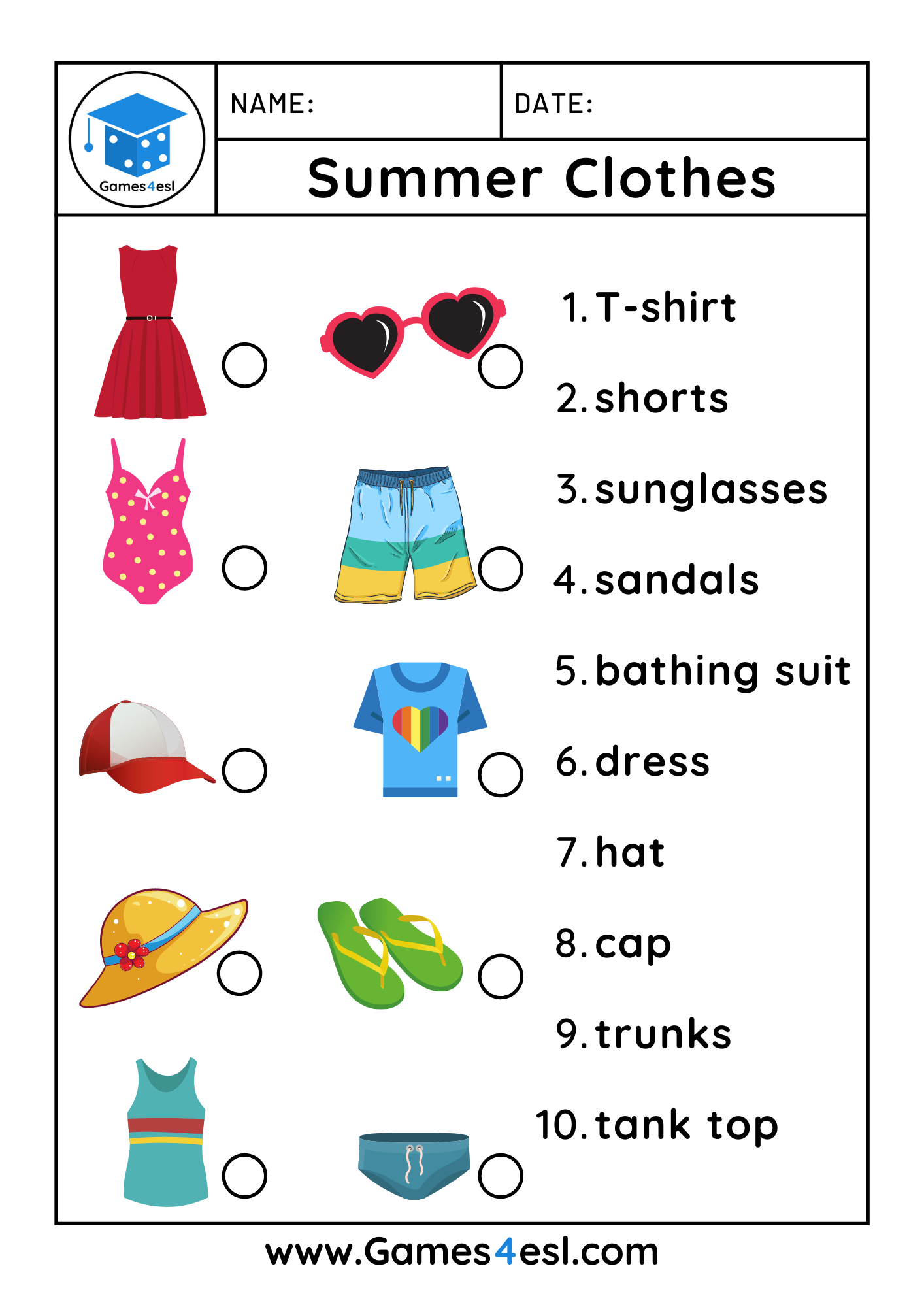 Clothes online exercise for elementary