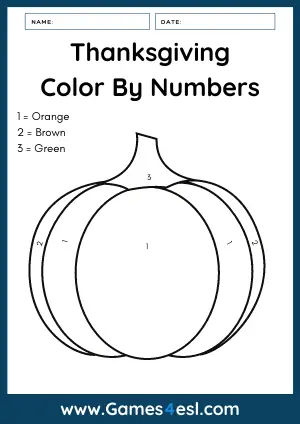Thanksgiving Coloring Worksheet