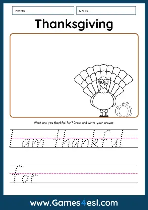 Thanksgiving Writing Worksheet