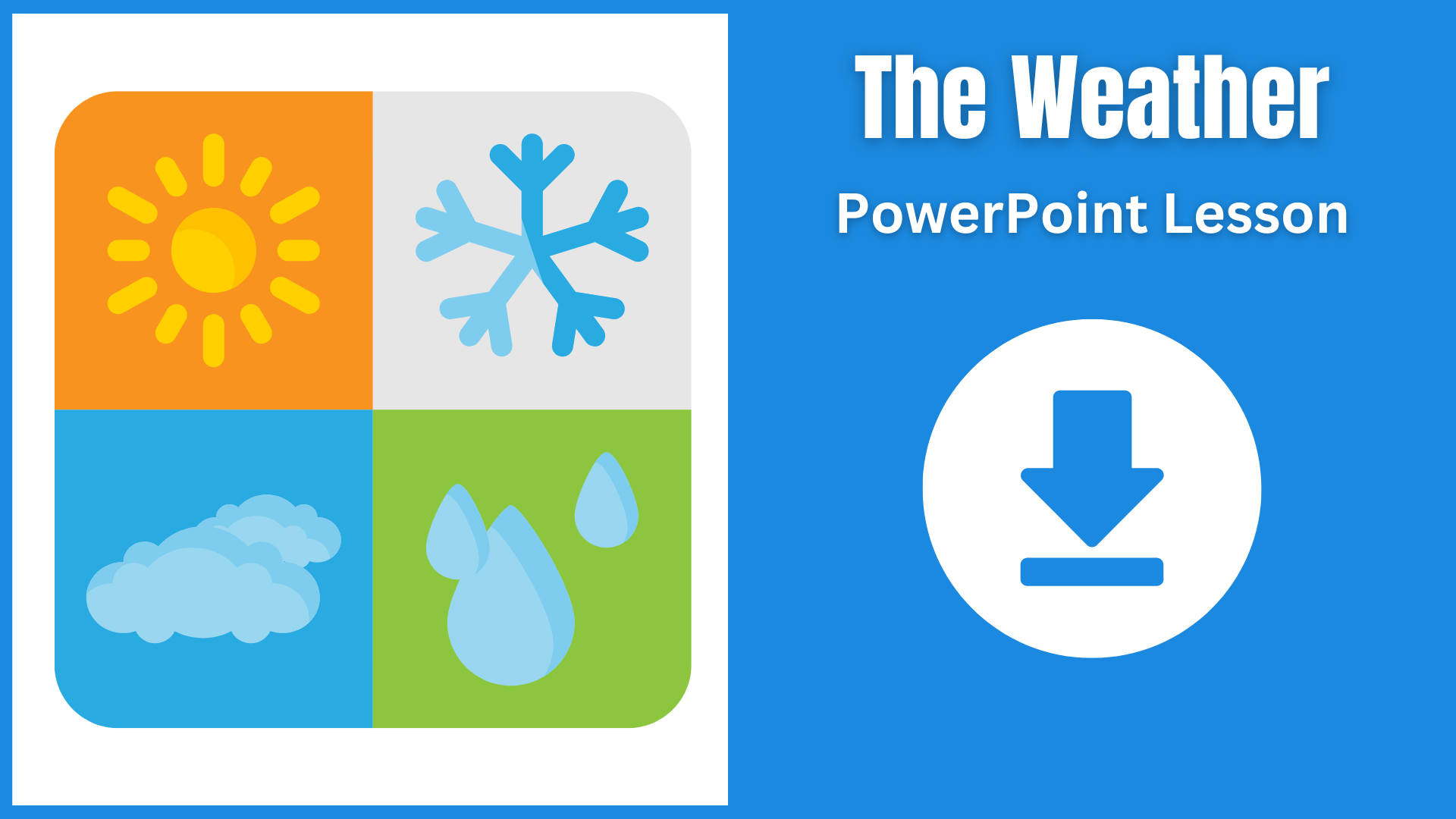 A PowerPoint for teaching weather vocabulary in English.