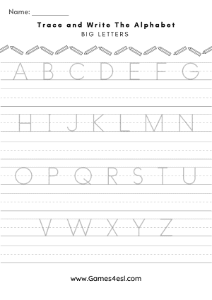 Alphabet Tracing Worksheets | Free Handwriting Practice Pages | Games4Esl