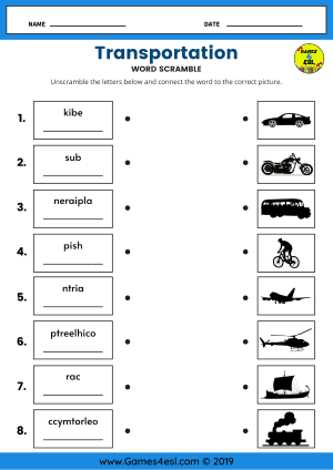 Transportation Worksheets