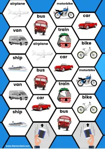 Printable Board Game - Transportation