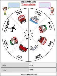 ESL Board Game - Transportation