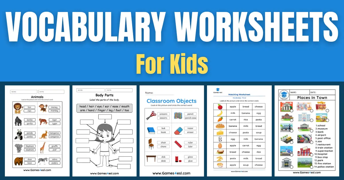 Vocabulary Worksheets For Kids