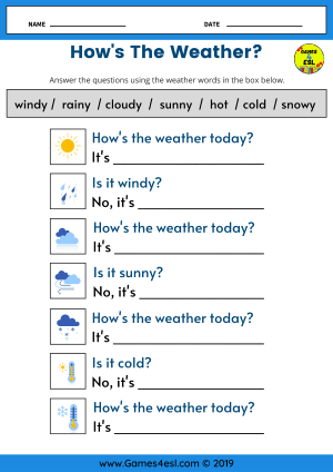 How's The Weather Worksheet