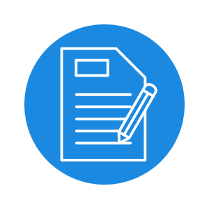 A blue worksheet icon.