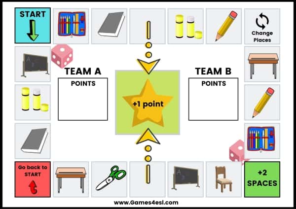 Classroom Objects Board Game