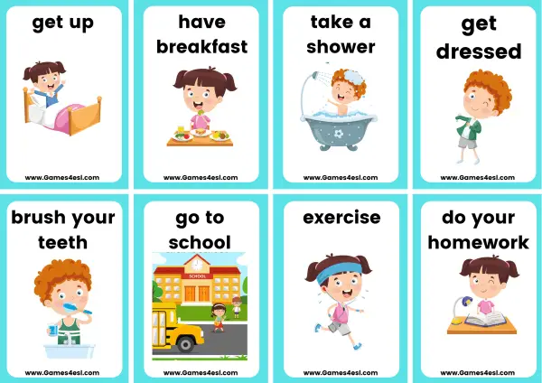 Small daily routine flashcards