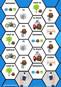 Printable Board Game - Prepositions