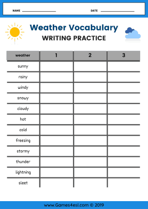 Weather Worksheet